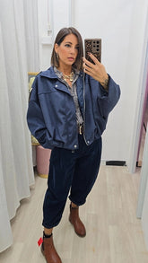 Giubbino Scamosciato Blu